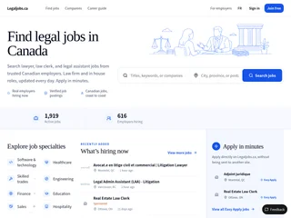 Legaljobs.ca platform preview