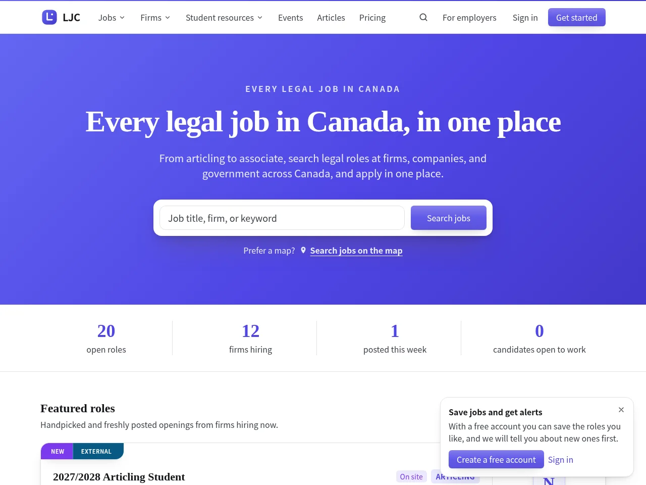 Legal Jobs Canada screenshot Legal Jobs Canada job board platform screenshot showing job search interface