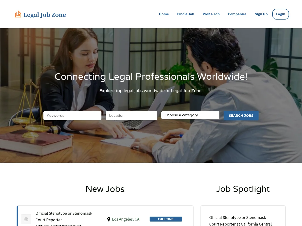 Legal Job Zone screenshot Legal Job Zone job board platform screenshot showing job search interface