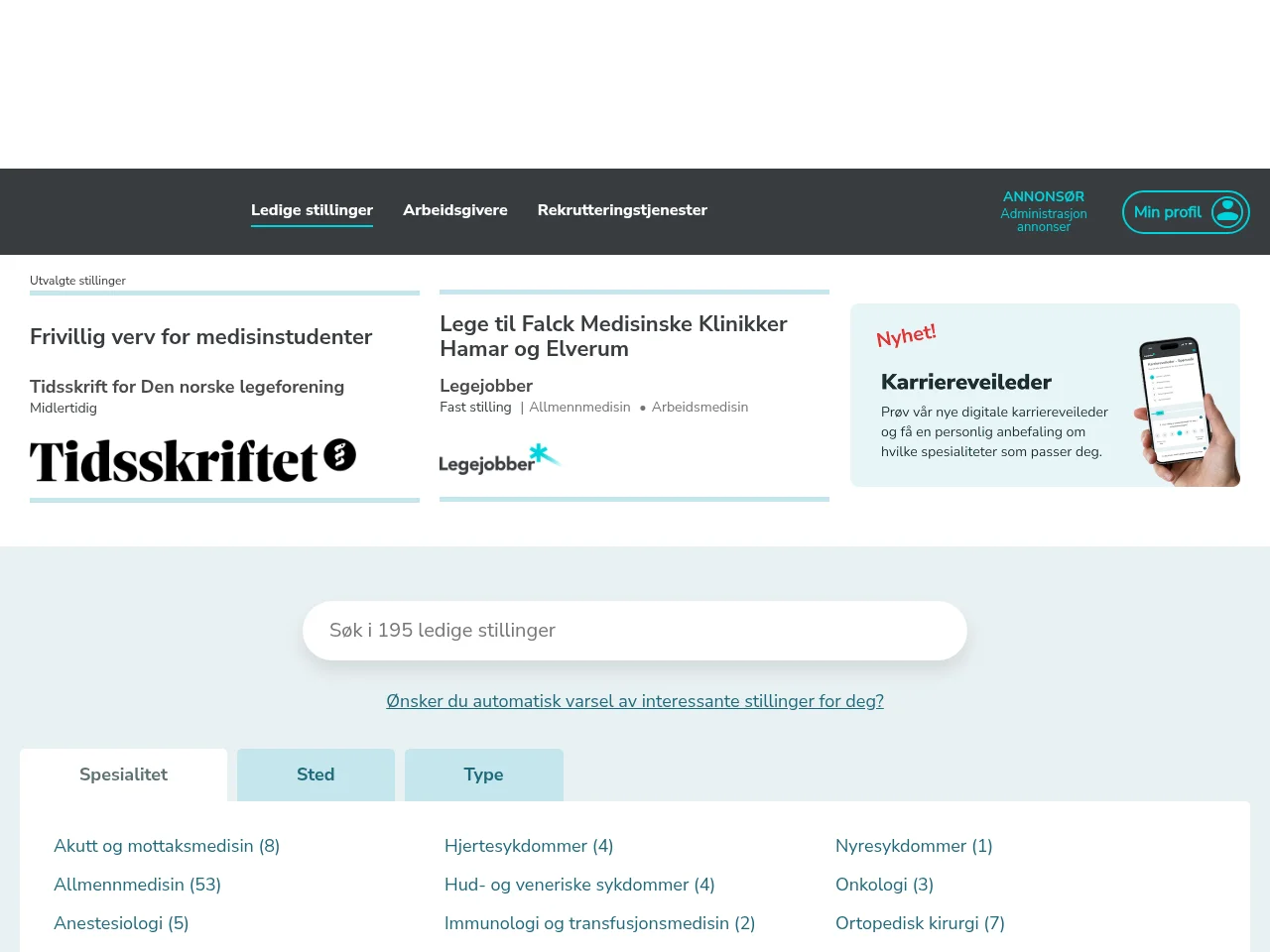 legejobber.no screenshot legejobber.no job board platform screenshot showing job search interface