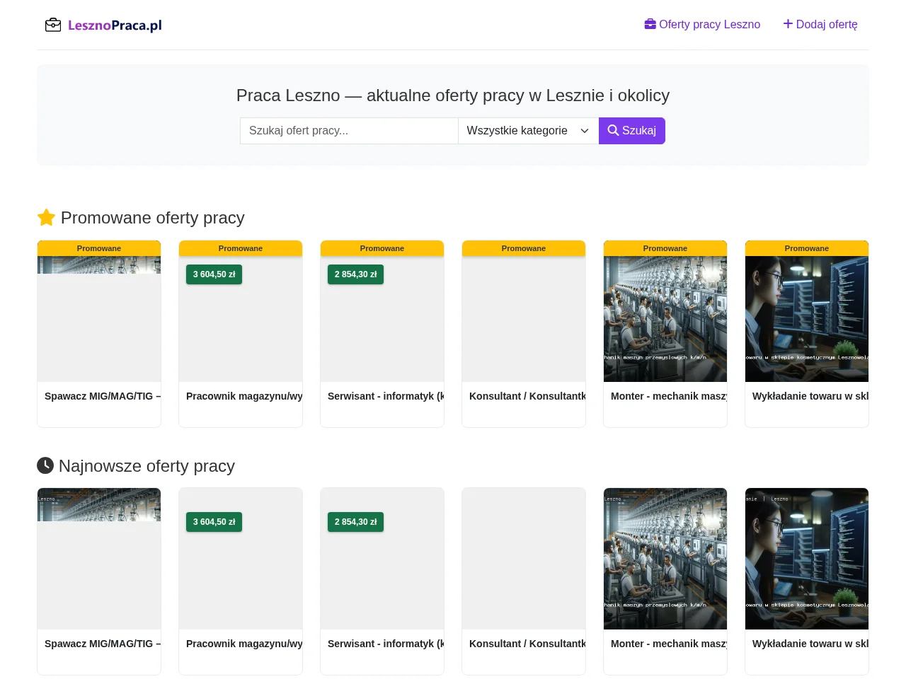 lesznopraca.pl screenshot lesznopraca.pl job board platform screenshot showing job search interface