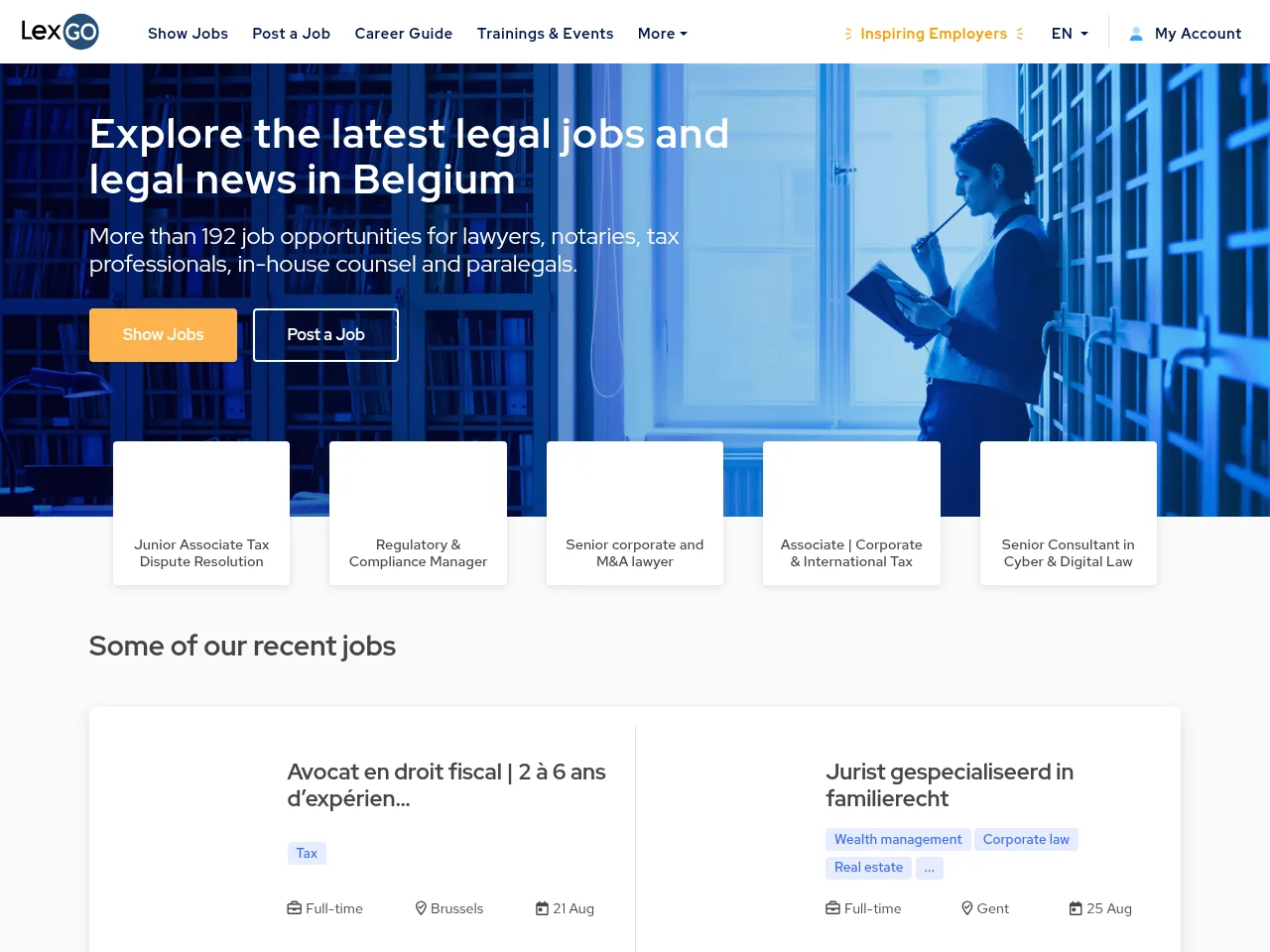 LexGO job board platform screenshot showing job search interface