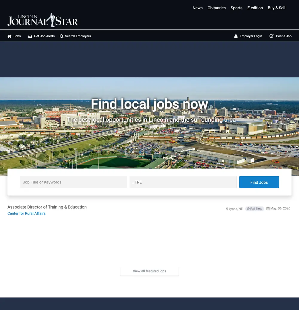 Lincoln Journal Star Jobs screenshot Lincoln Journal Star Jobs job board platform screenshot showing job search interface
