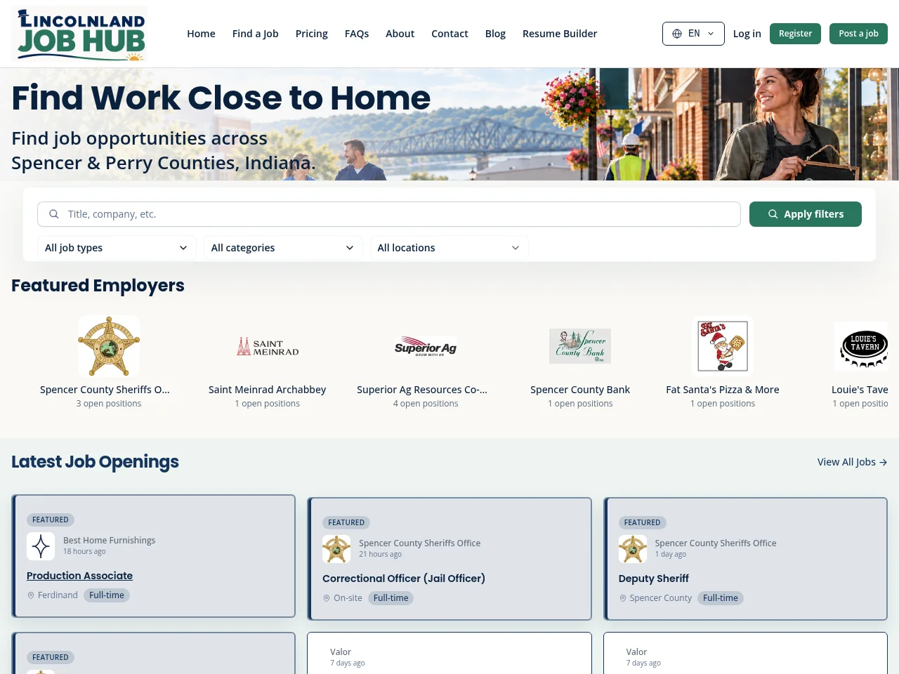 Lincolnland Job Hub website screenshot