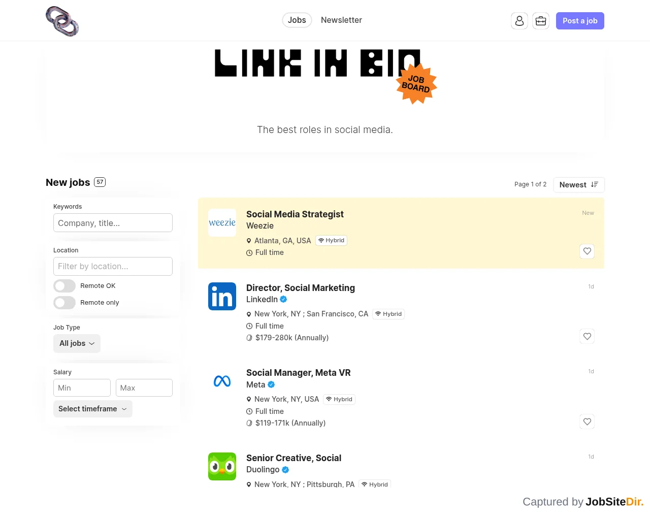 Niceboard Link in Bio website screenshot