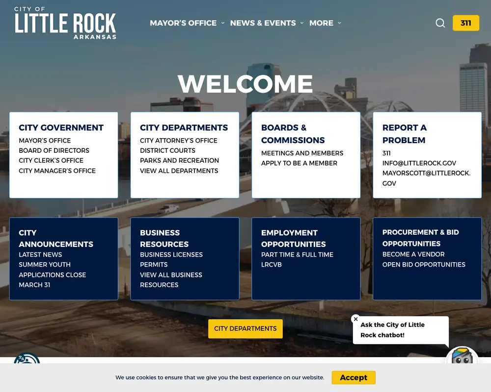 City of Little Rock job board platform screenshot showing job search interface