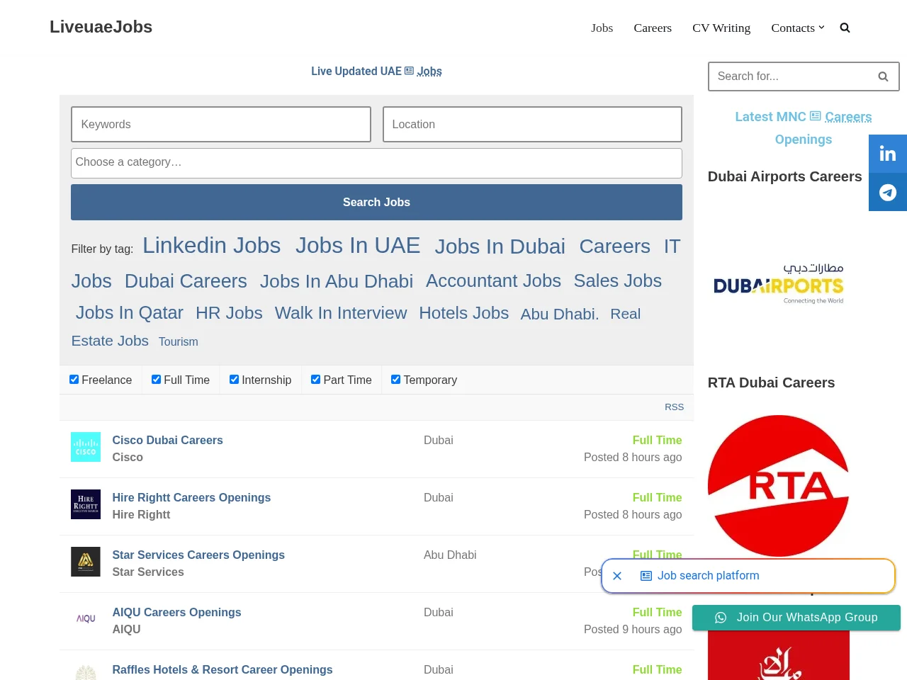 LiveuaeJobs screenshot LiveuaeJobs job board platform screenshot showing job search interface