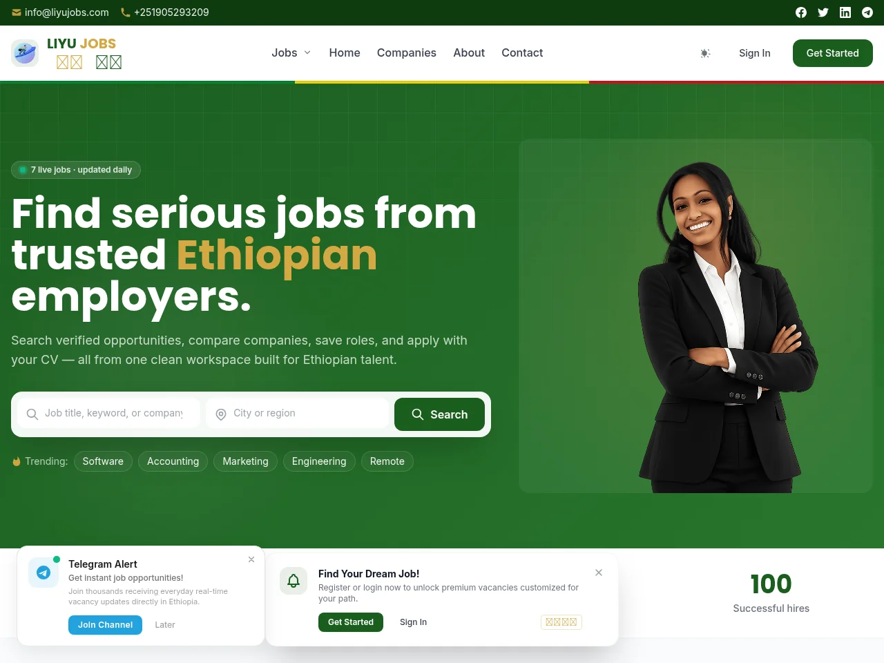 LIYU JOBS job board platform screenshot showing job search interface