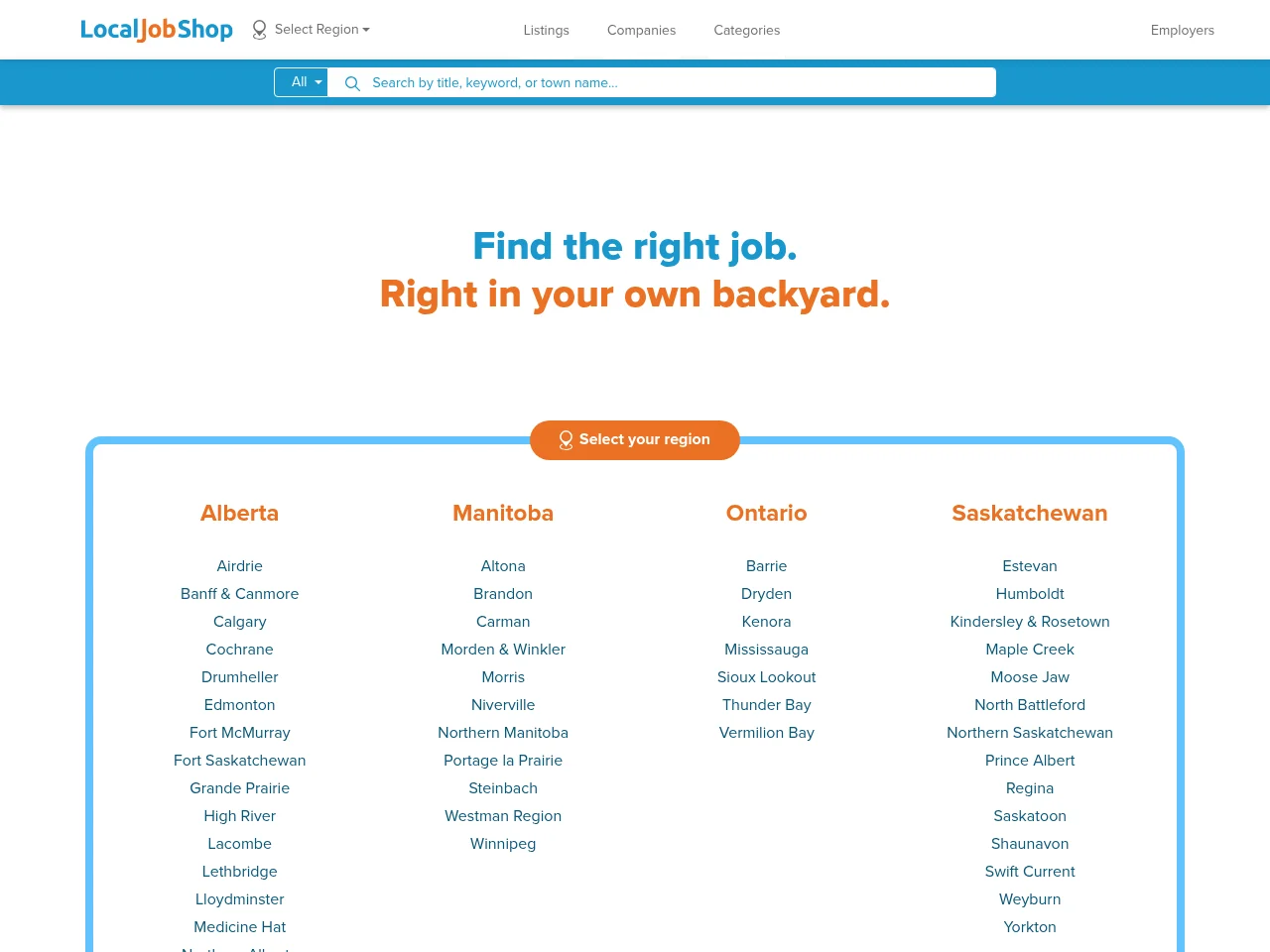 LocalJobShop.ca screenshot LocalJobShop.ca job board platform screenshot showing job search interface