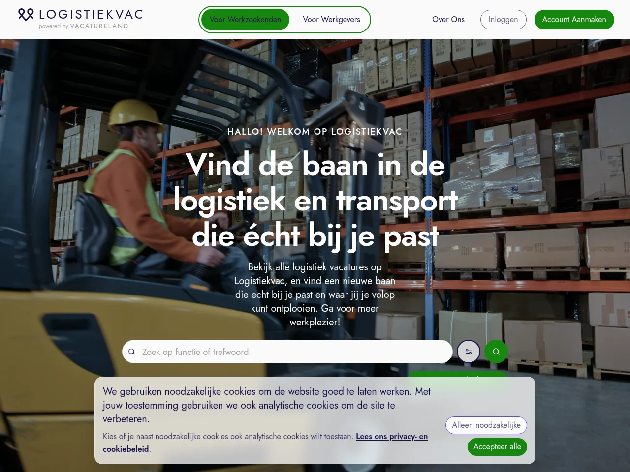 Logistiekvac job board platform screenshot showing job search interface