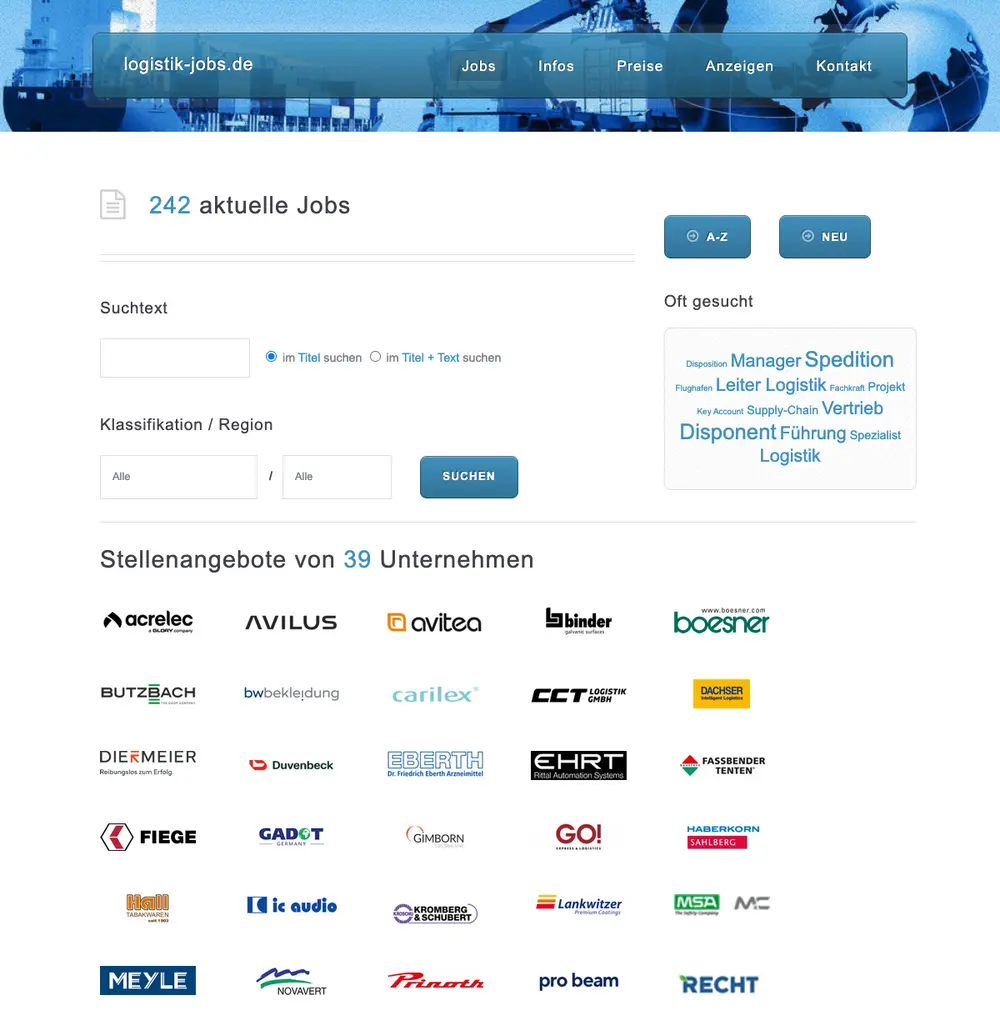 logistik-jobs.de screenshot logistik-jobs.de job board platform screenshot showing job search interface