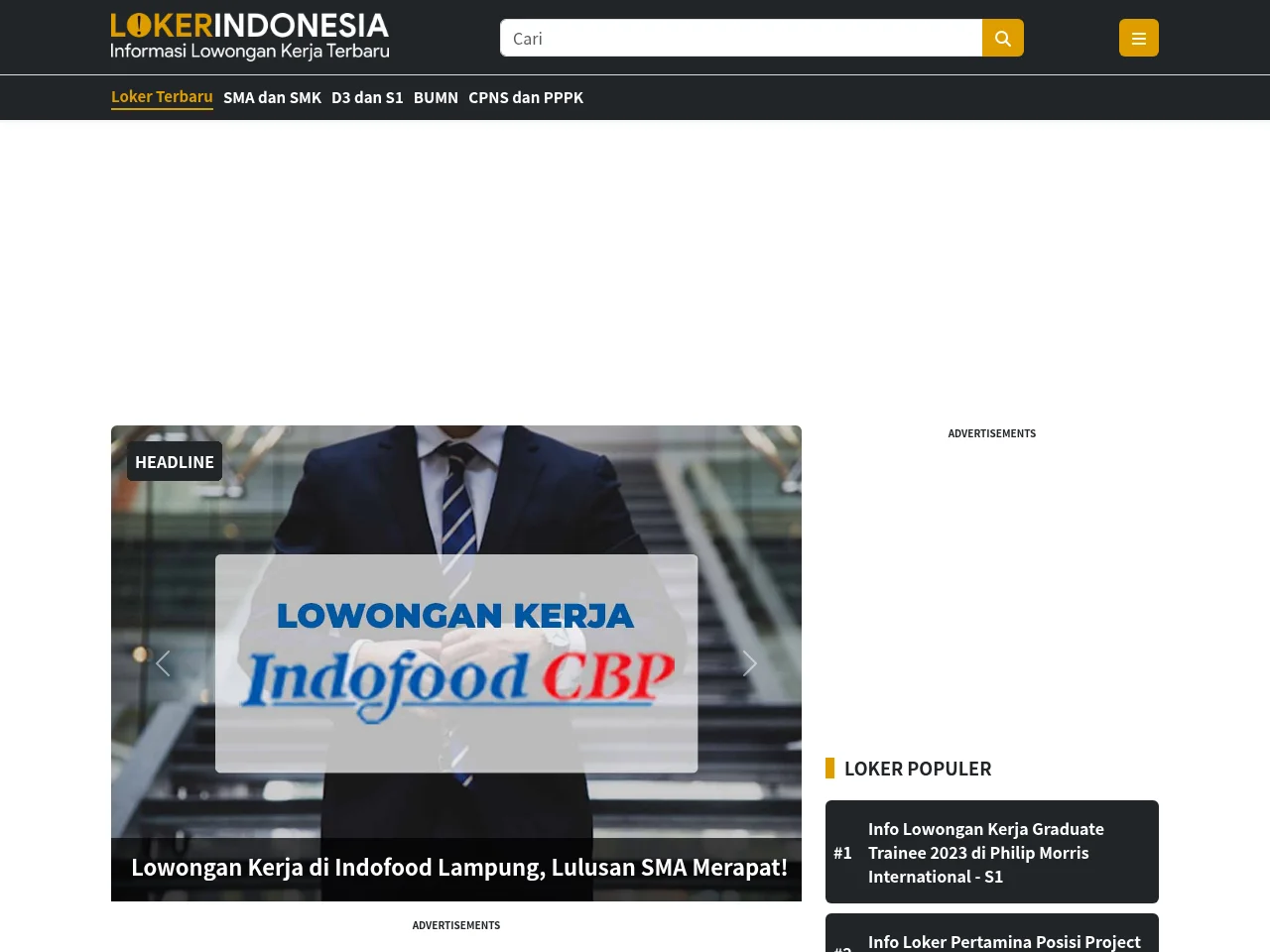 Loker.headlines.id screenshot Loker.headlines.id job board platform screenshot showing job search interface