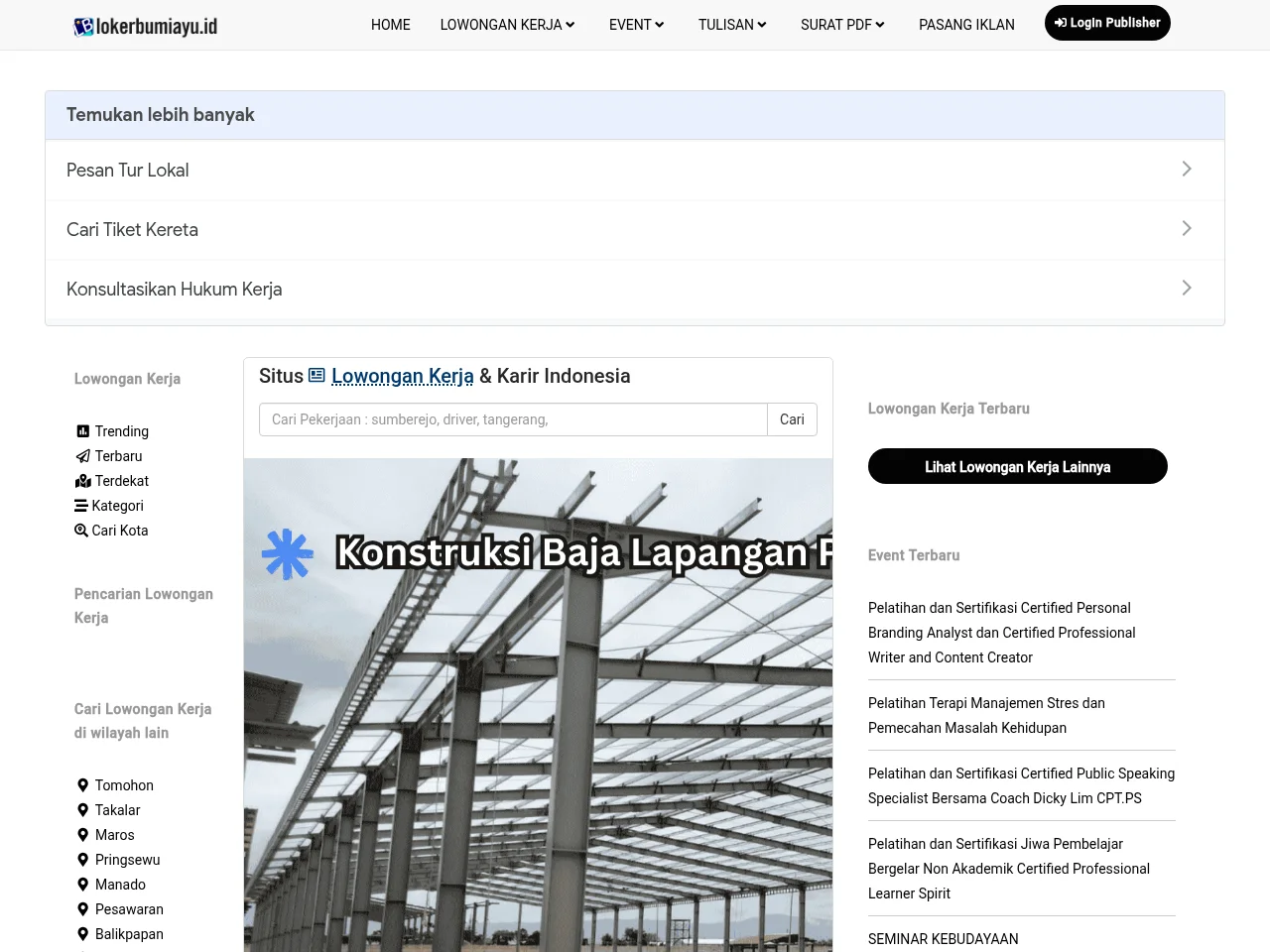 Loker Bumiayu ID screenshot Loker Bumiayu ID job board platform screenshot showing job search interface