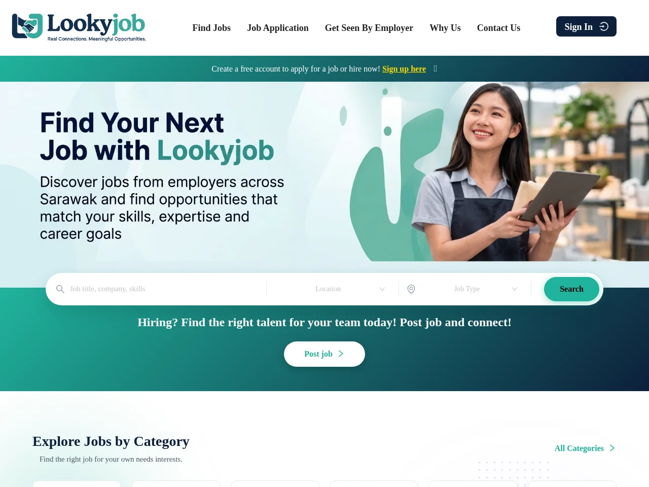 LookyJob job board platform screenshot showing job search interface