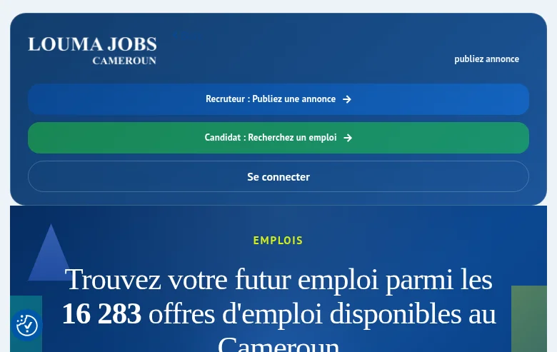 Louma Jobs Cameroun screenshot Louma Jobs Cameroun job board platform screenshot showing job search interface