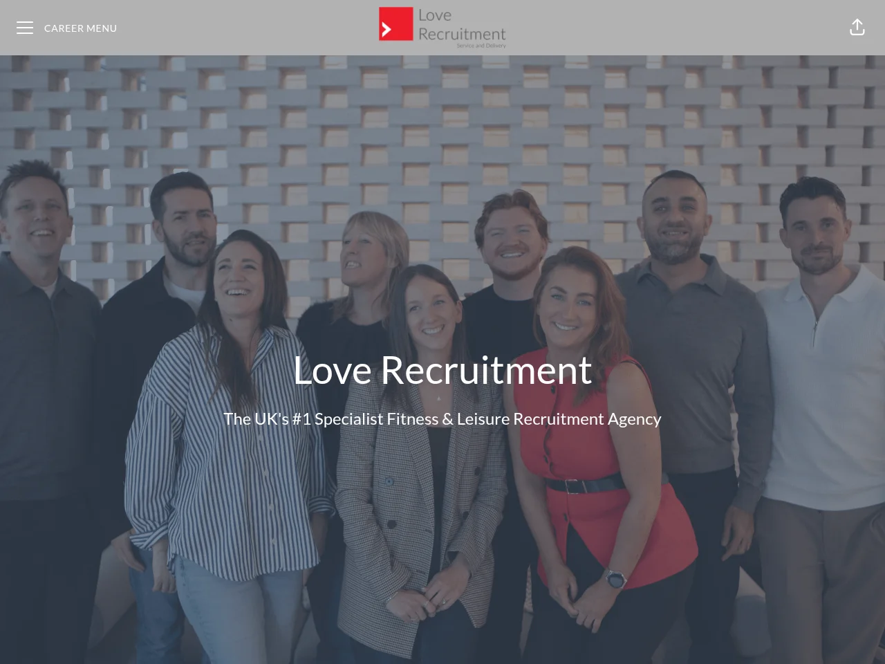 Love Recruitment job board platform screenshot showing job search interface