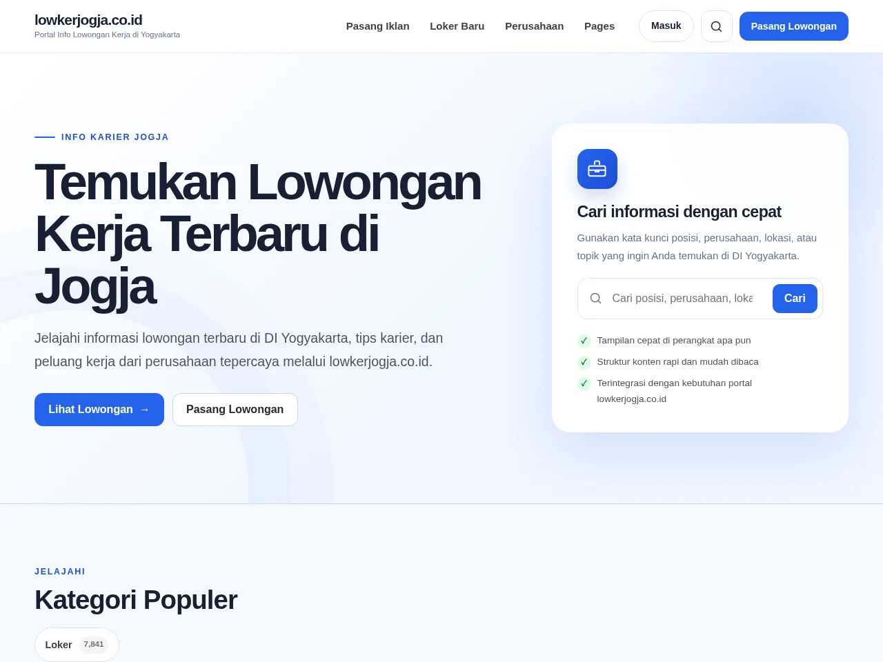 Lowker Jogja screenshot Lowker Jogja job board platform screenshot showing job search interface