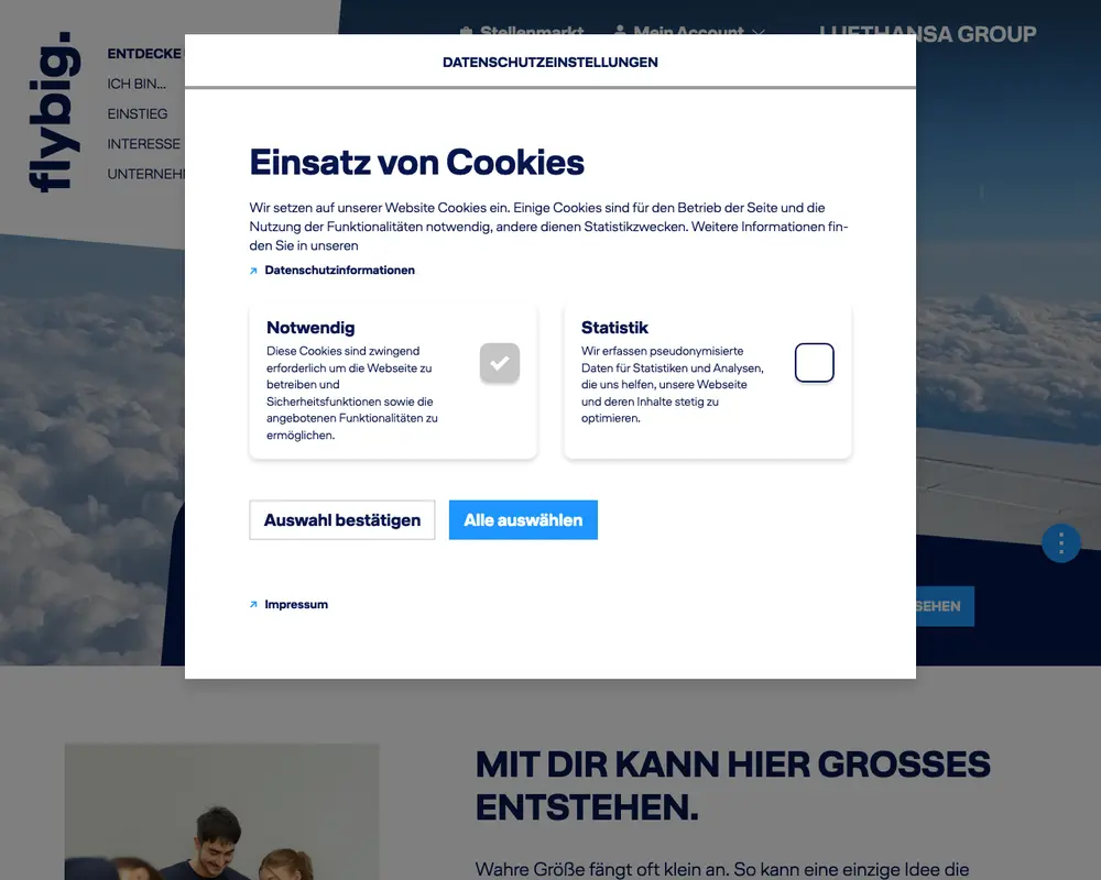 Lufthansa Group Careers job board platform screenshot showing job search interface