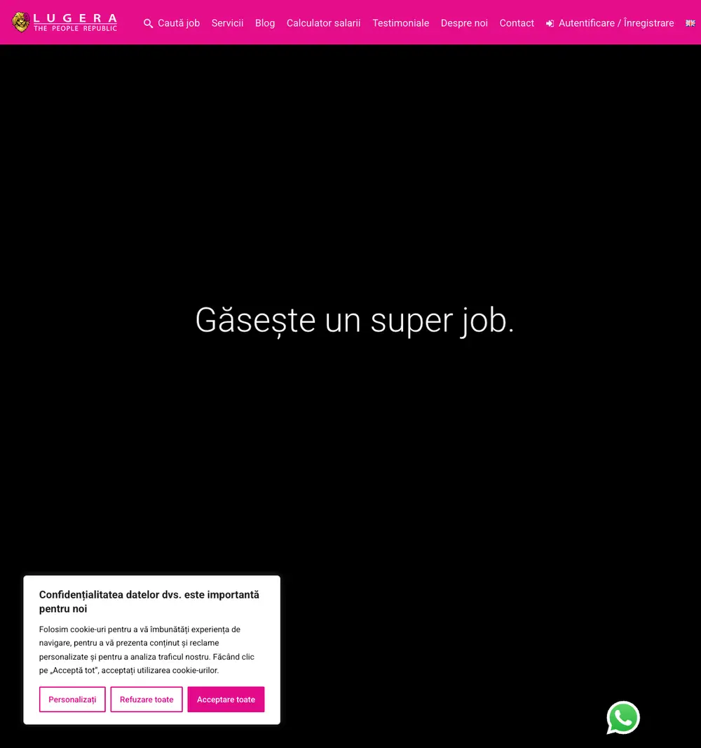Lugera The People Republic job board platform screenshot showing job search interface