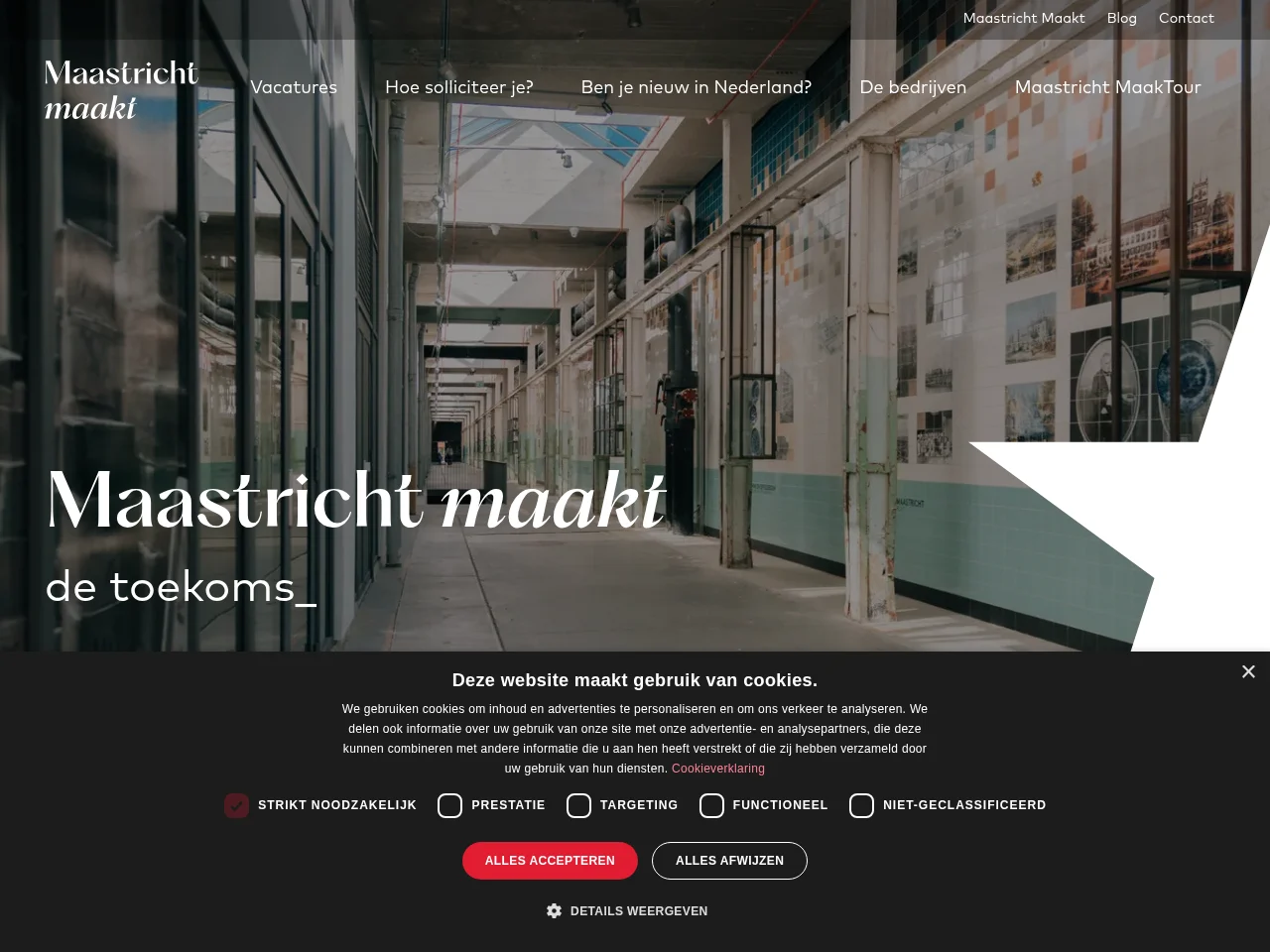 Maastricht Maakt job board platform screenshot showing job search interface