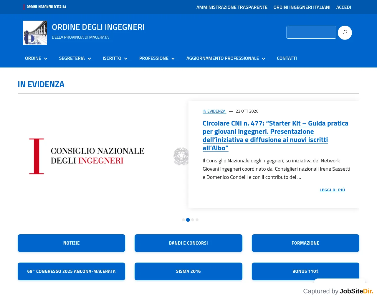 Ordine degli Ingegneri della Provincia di Macerata website screenshot