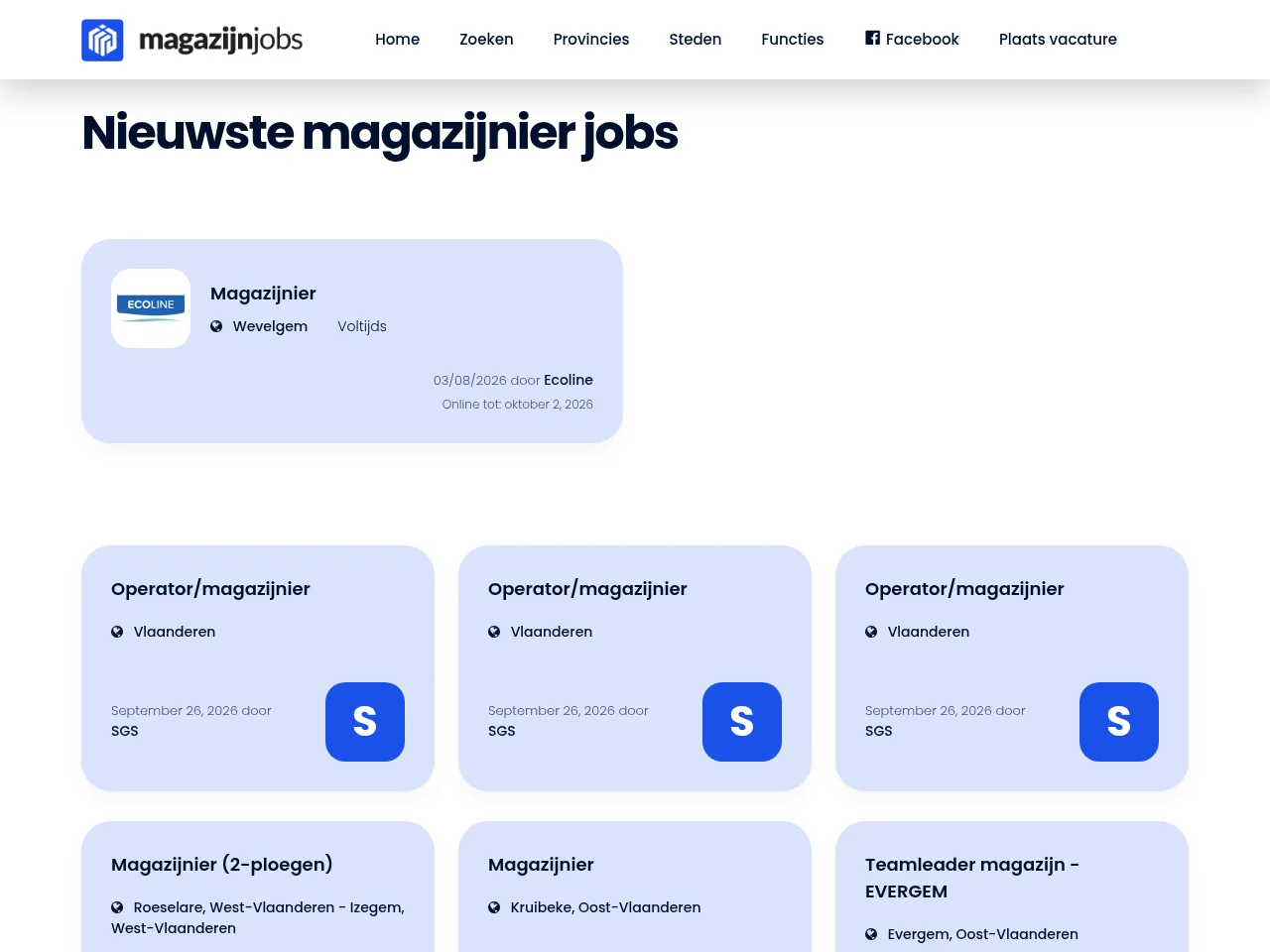 Magazijnjobs screenshot Magazijnjobs job board platform screenshot showing job search interface
