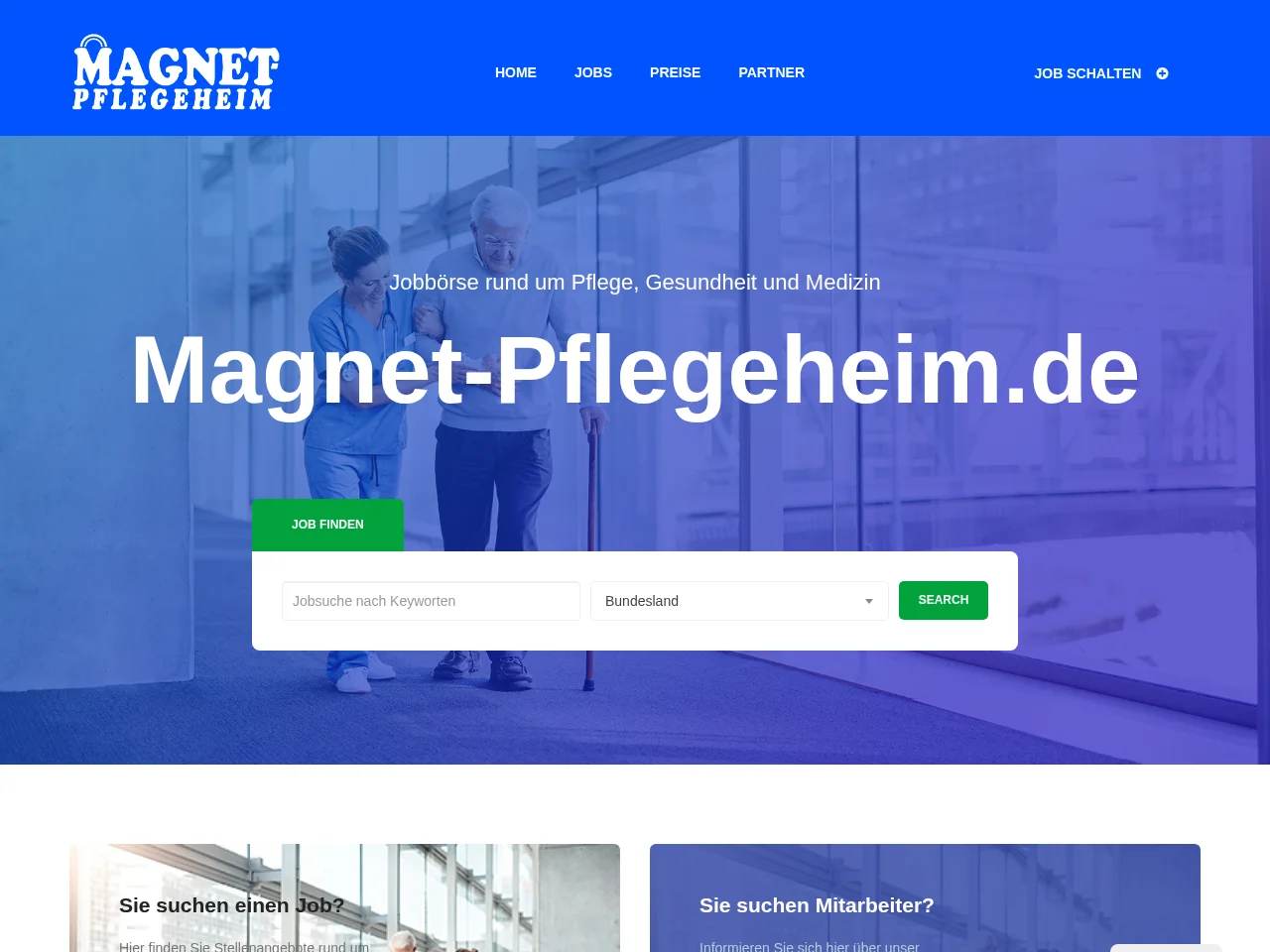 Magnet-Pflegeheim.de screenshot Magnet-Pflegeheim.de job board platform screenshot showing job search interface