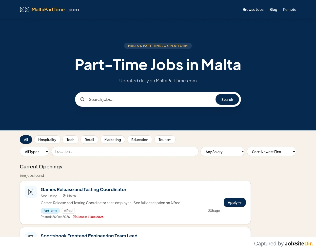 MaltaPartTime.com screenshot MaltaPartTime.com website screenshot