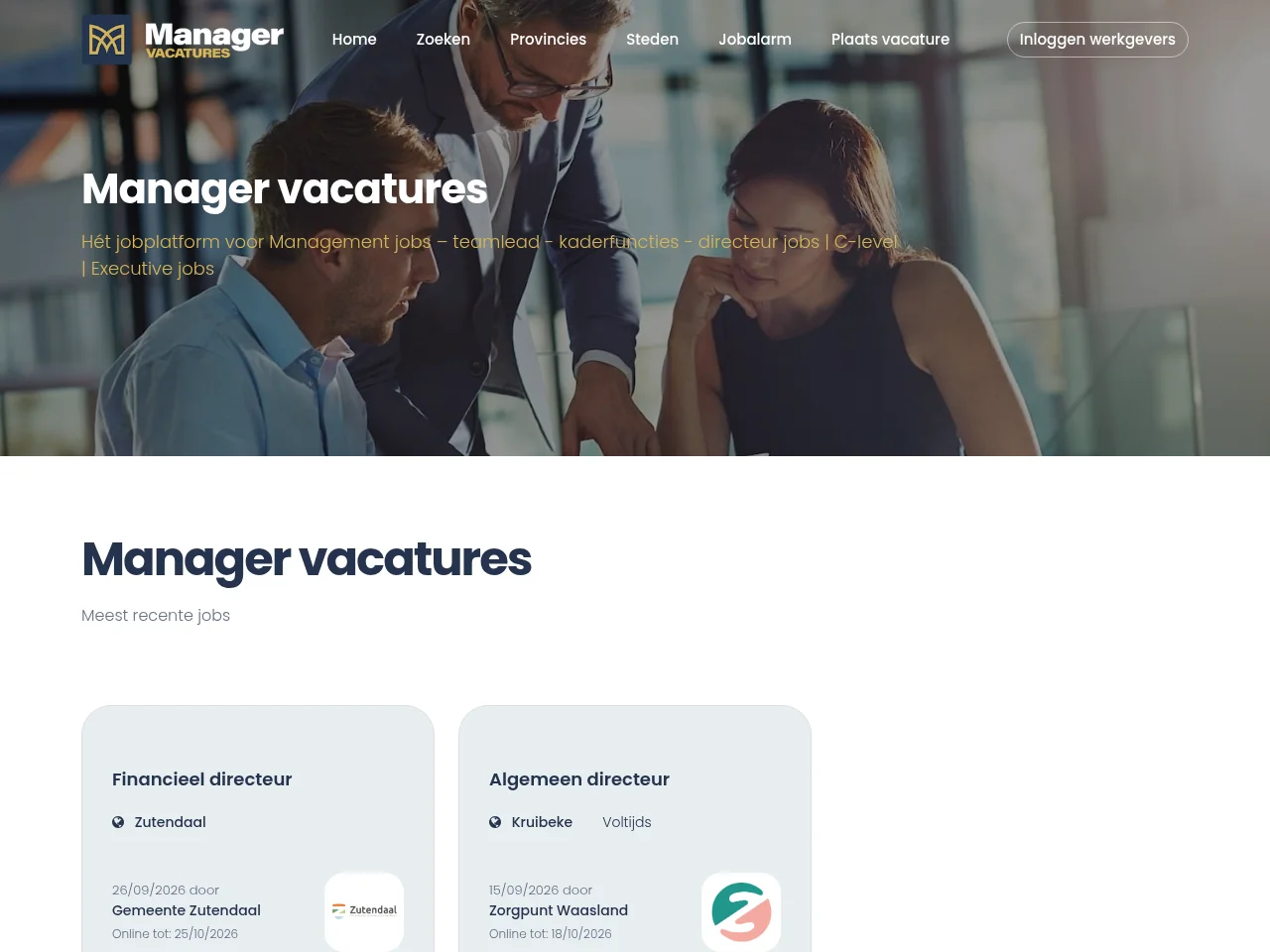 Manager Vacatures screenshot Manager Vacatures job board platform screenshot showing job search interface