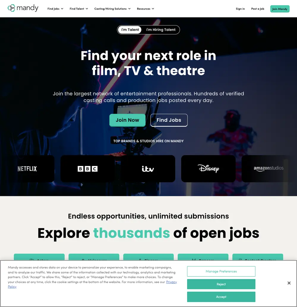 Mandy screenshot Mandy job board platform screenshot showing job search interface