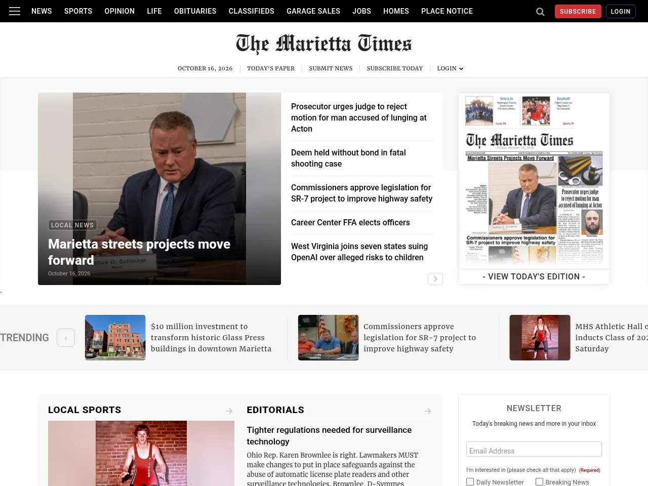 Marietta Times screenshot Marietta Times website screenshot