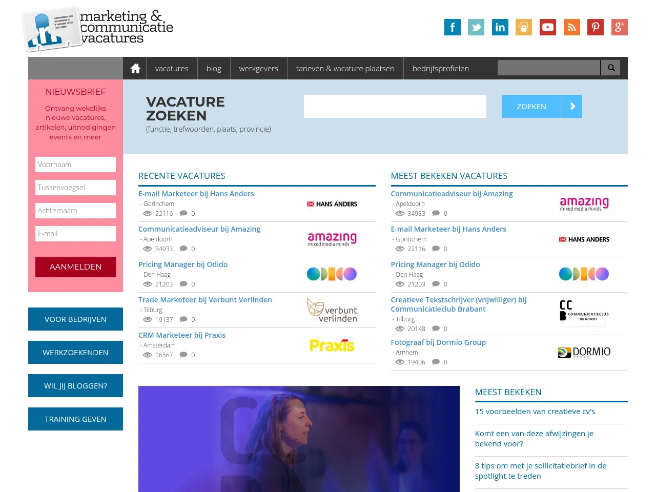 Marketing & Communicatie Vacatures screenshot Marketing & Communicatie Vacatures job board platform screenshot showing job search interface