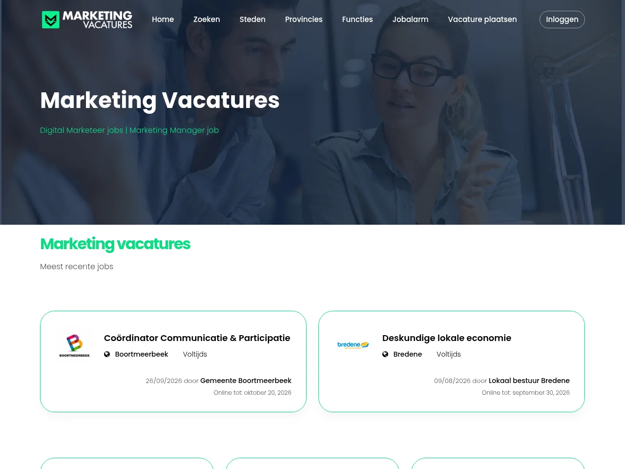 Marketing Vacatures screenshot Marketing Vacatures job board platform screenshot showing job search interface