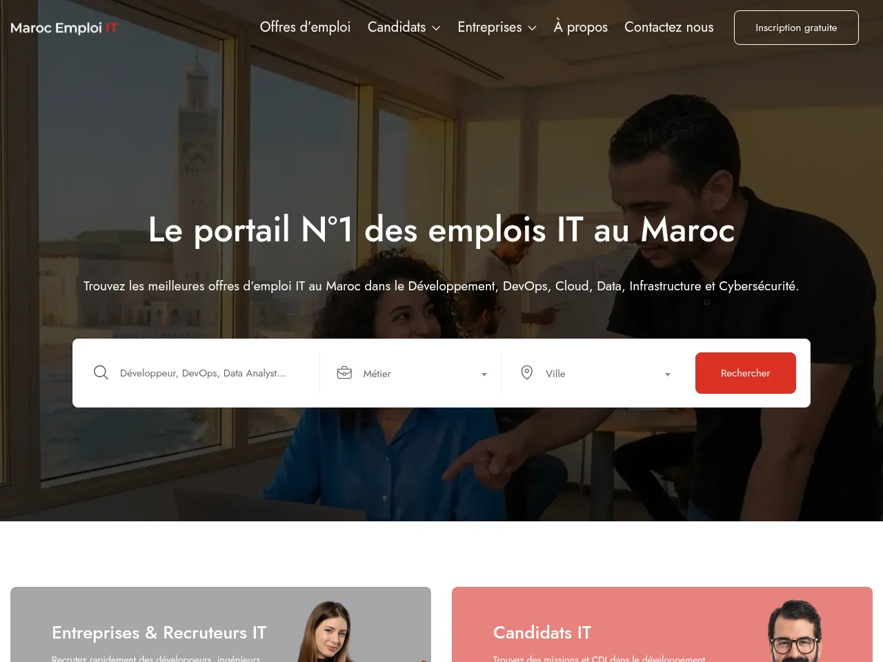 Maroc Emploi IT screenshot Maroc Emploi IT job board platform screenshot showing job search interface