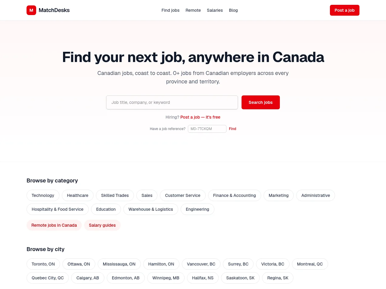 MatchDesks screenshot MatchDesks job board platform screenshot showing job search interface