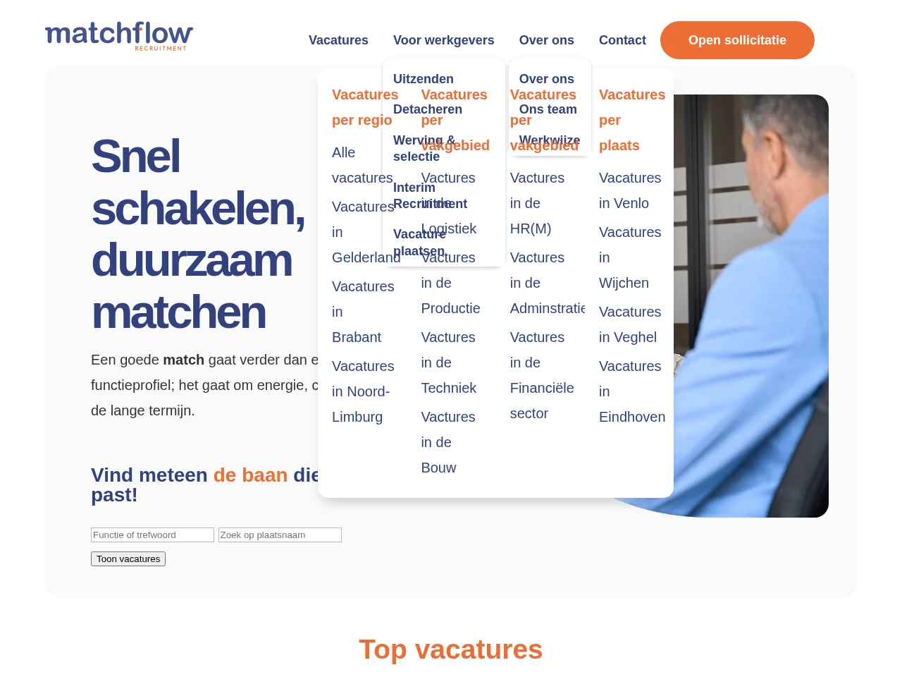 Matchflow Recruitment screenshot Matchflow Recruitment job board platform screenshot showing job search interface