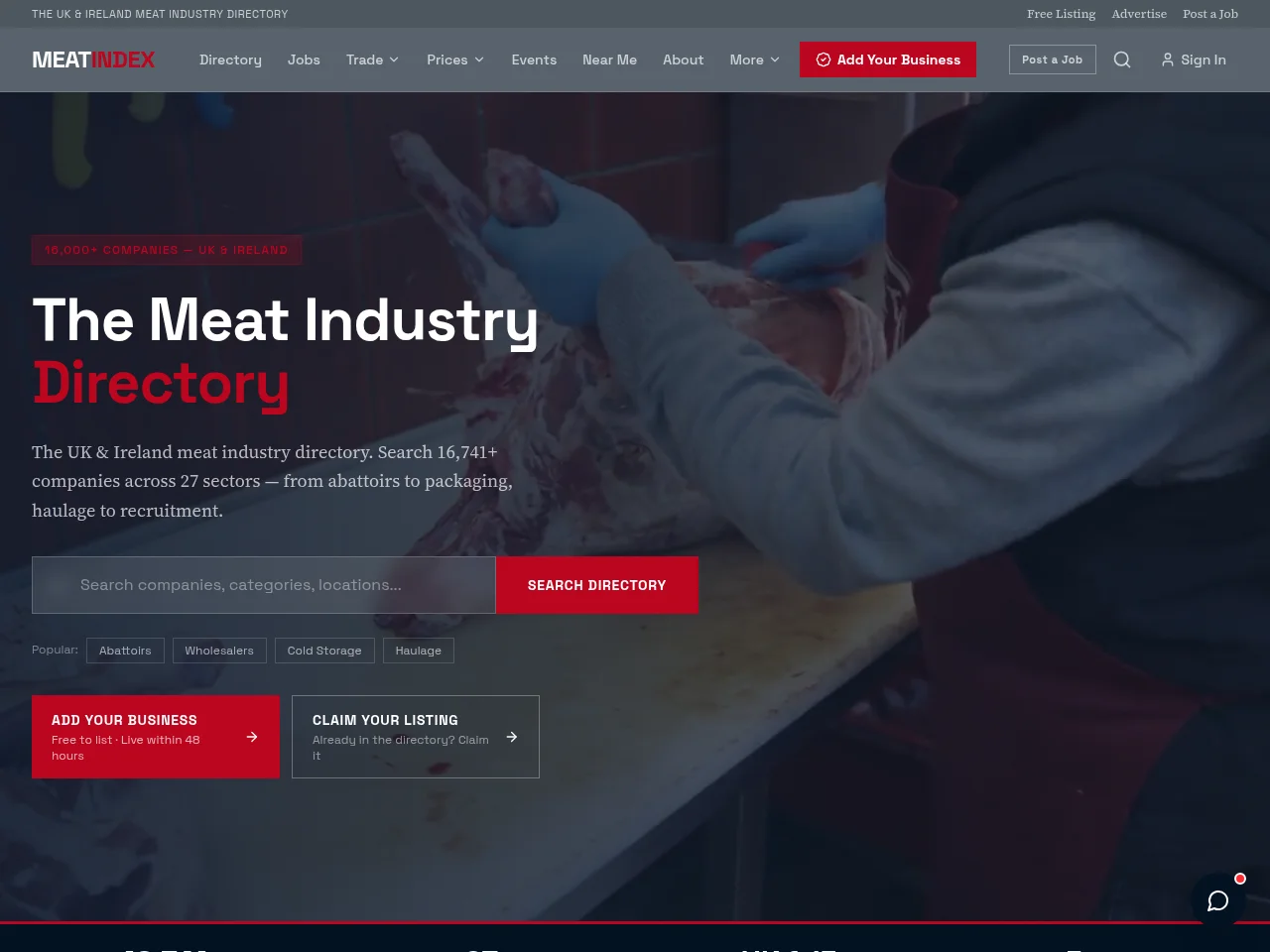 Meat Index screenshot Meat Index job board platform screenshot showing job search interface