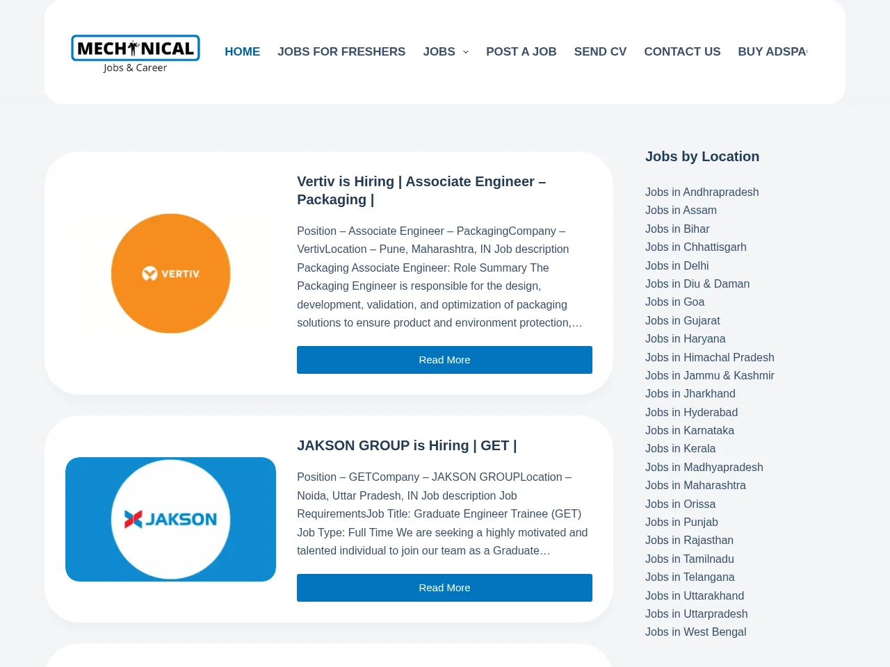 Mechanical Jobs and Careers screenshot Mechanical Jobs and Careers job board platform screenshot showing job search interface