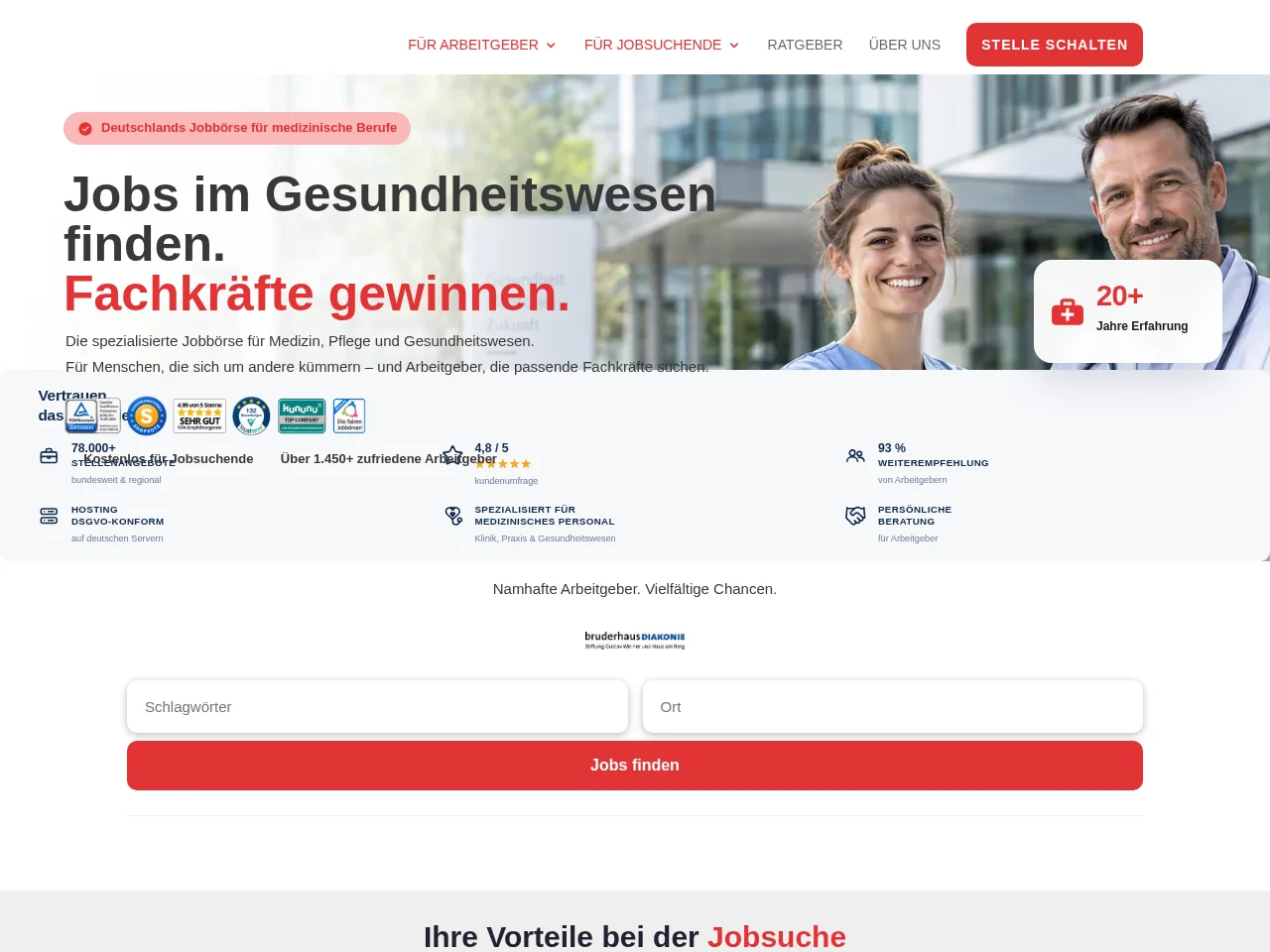 Medi-Stellenmarkt screenshot Medi-Stellenmarkt job board platform screenshot showing job search interface