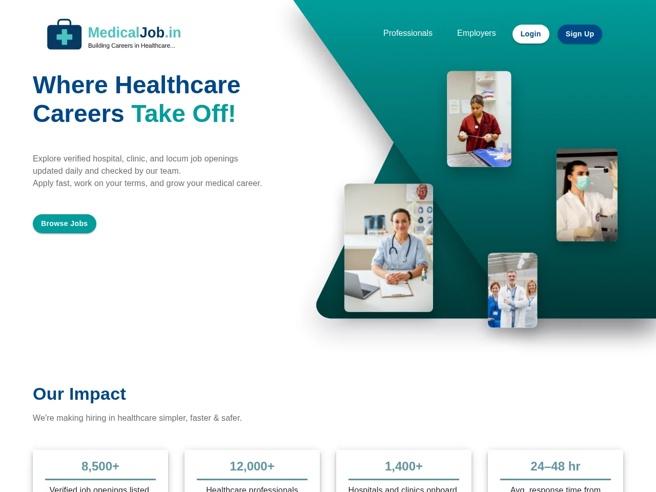 Medical Job Portal job board platform screenshot showing job search interface