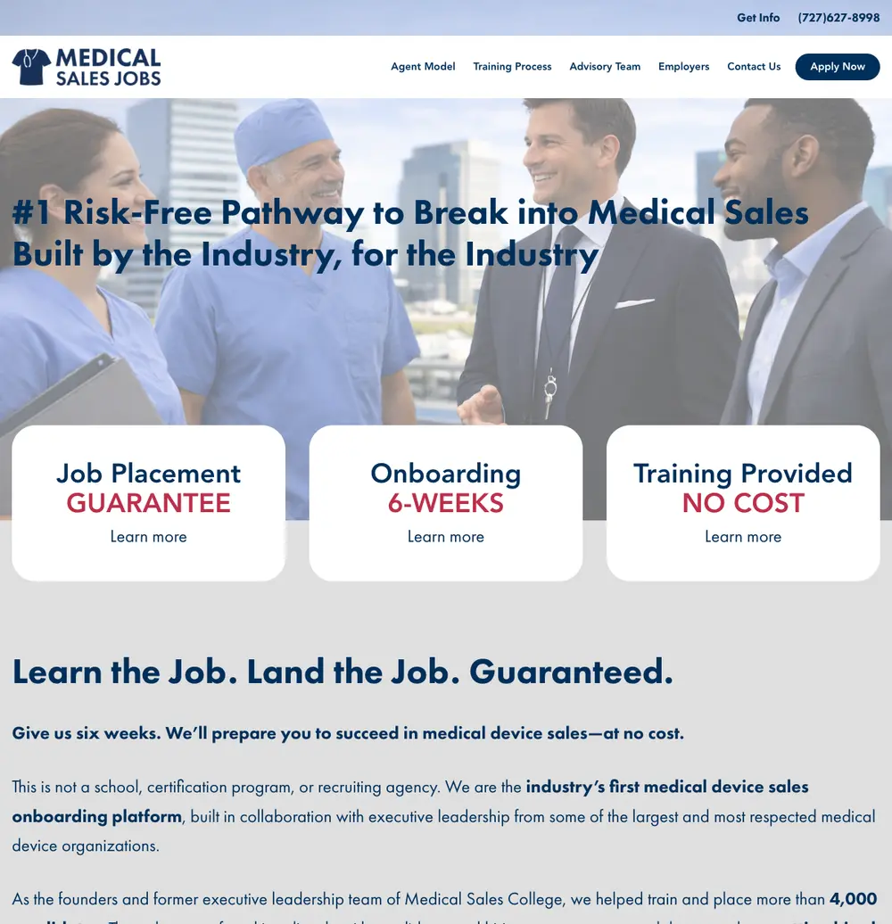 Medical Sales Jobs job board platform screenshot showing job search interface