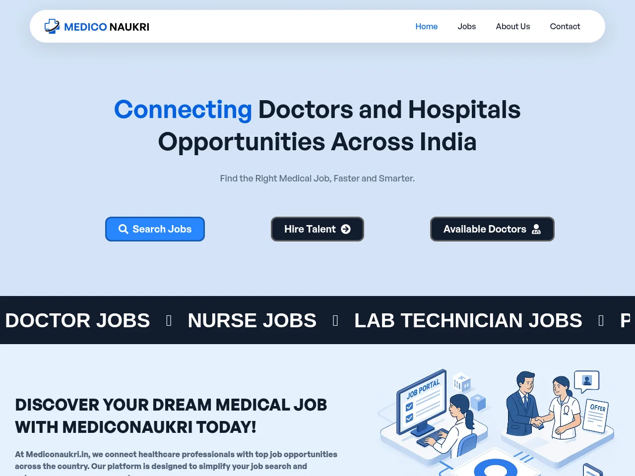 Medico Naukri screenshot Medico Naukri job board platform screenshot showing job search interface