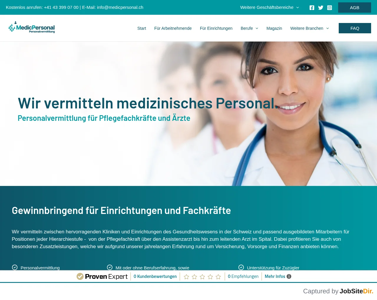 MedicPersonal.ch website screenshot