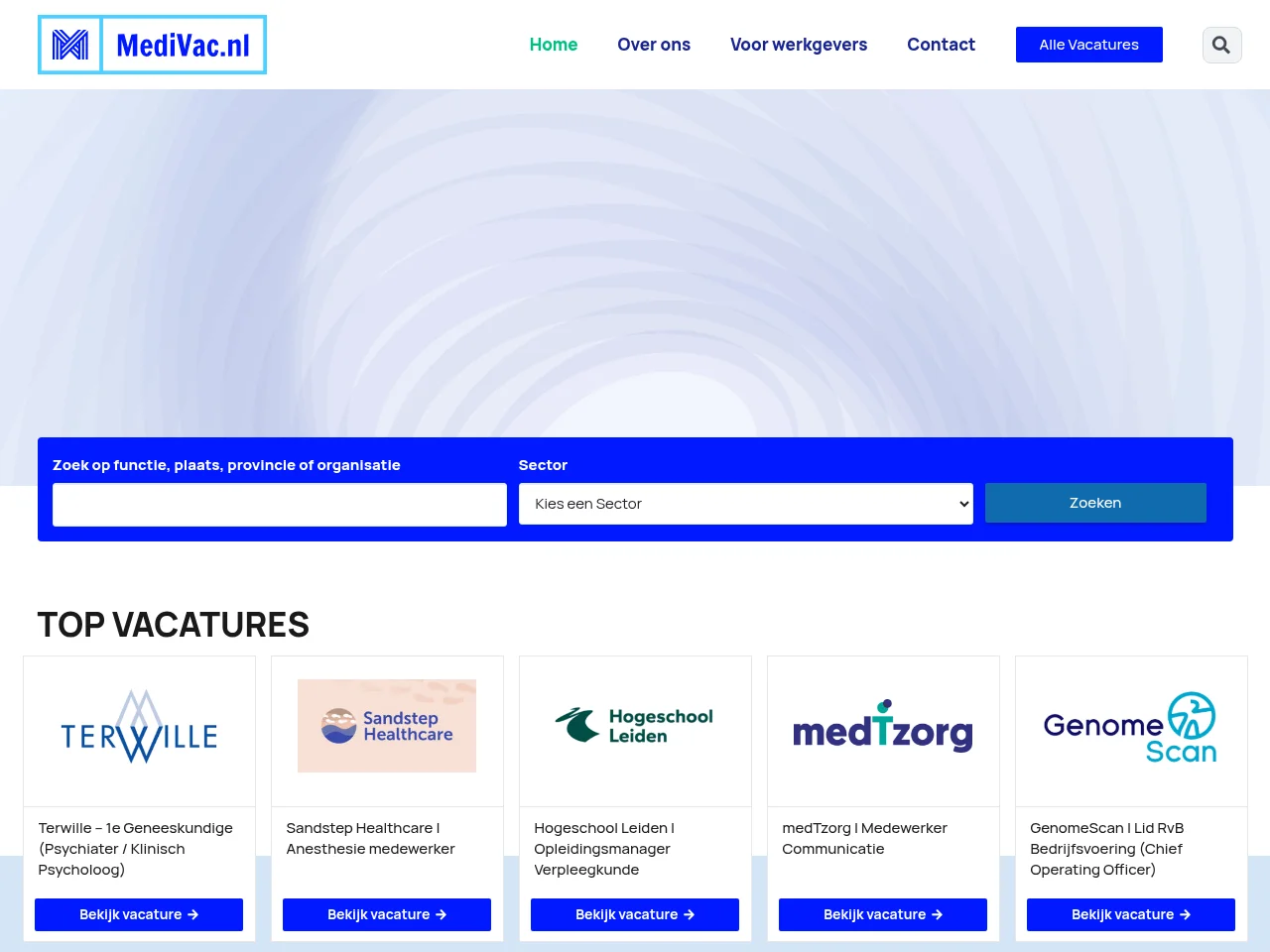 MediVac screenshot MediVac job board platform screenshot showing job search interface