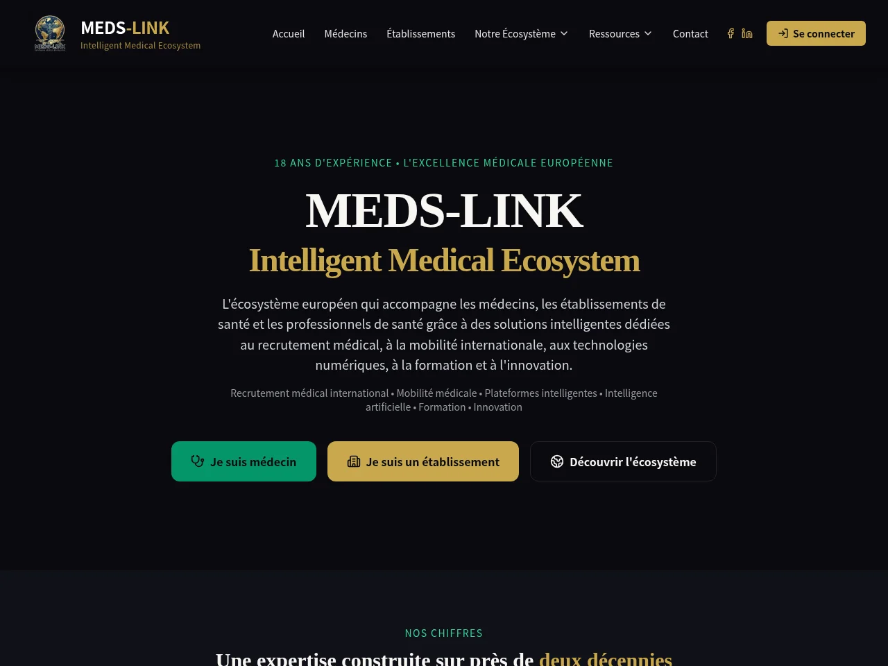 MEDS-LINK job board platform screenshot showing job search interface
