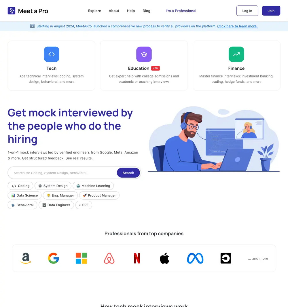 meetapro.com job board platform screenshot showing job search interface
