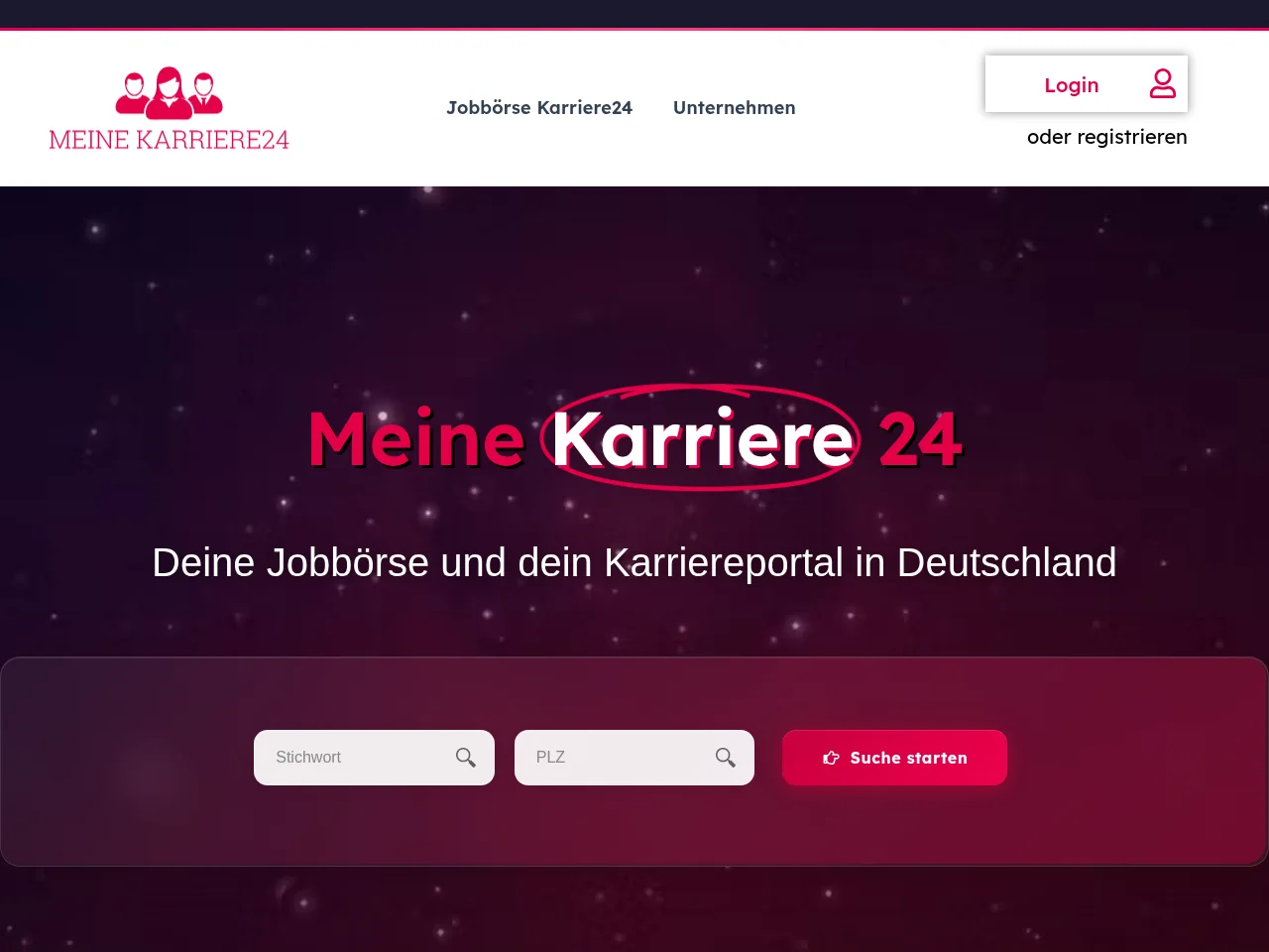 Meine Karriere 24 job board platform screenshot showing job search interface