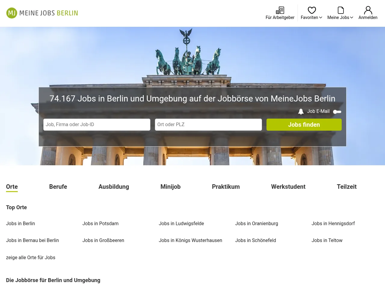 MeineJobs Berlin screenshot MeineJobs Berlin job board platform screenshot showing job search interface