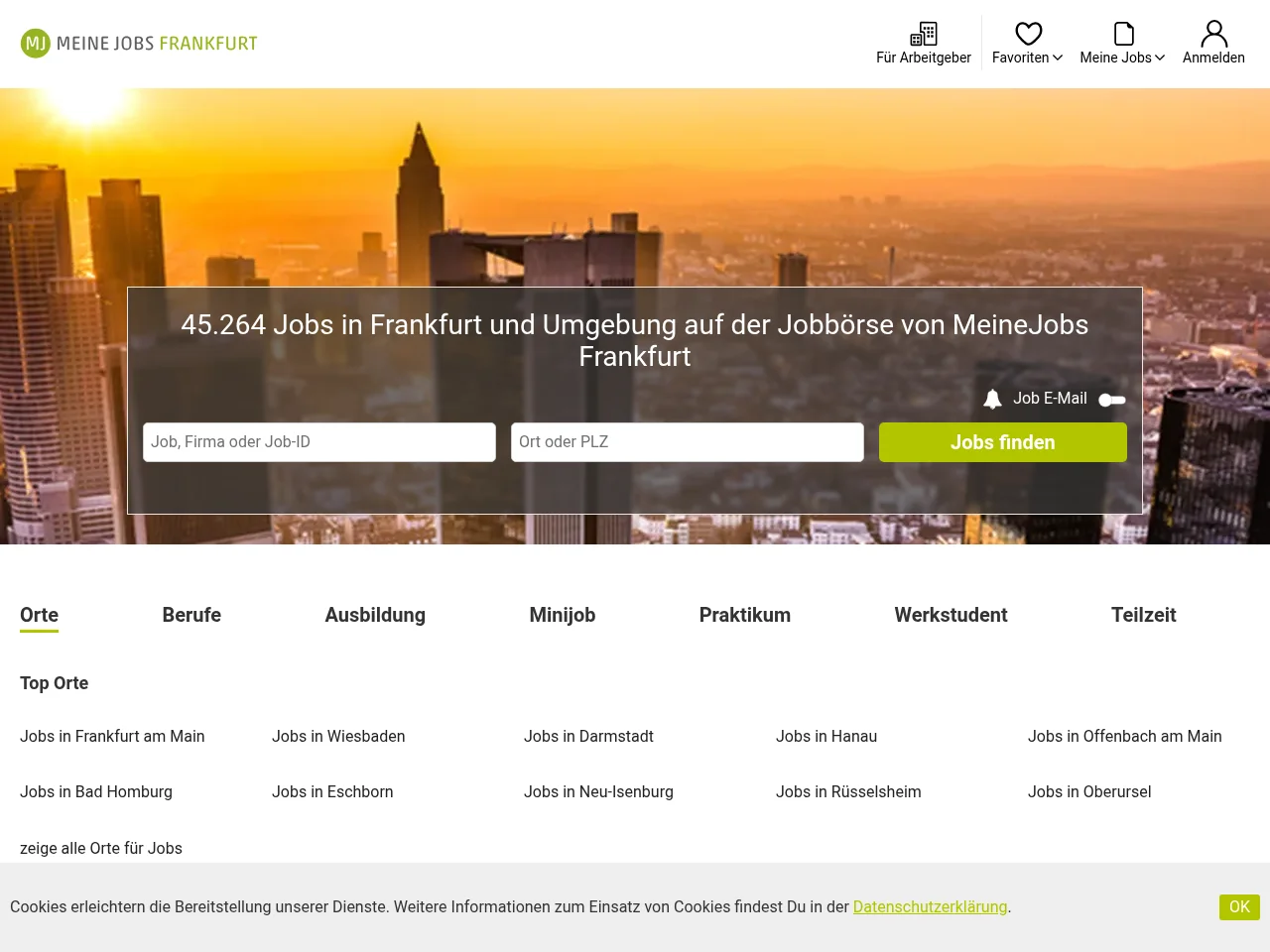 MeineJobs Frankfurt screenshot MeineJobs Frankfurt job board platform screenshot showing job search interface