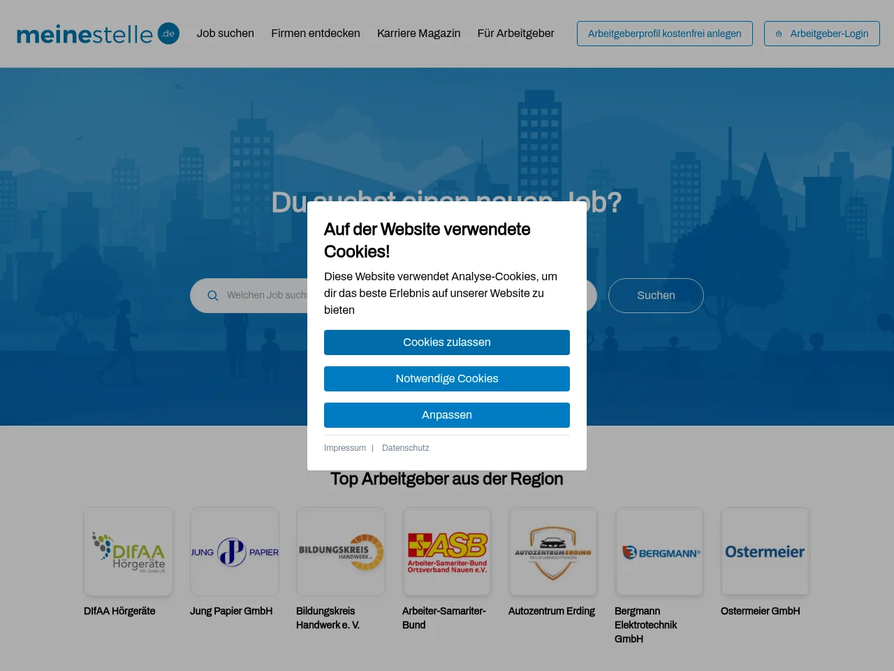 meinestelle.de screenshot meinestelle.de job board platform screenshot showing job search interface